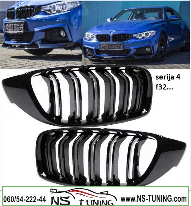bmw serija 4 f32 f33 f36 grandcoupe prednja maska dupla rebra crna  ugradnja novi sad tuning